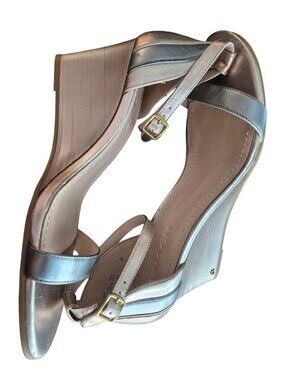 Coach Metallic Strappy Wedge Sandals Size 11B